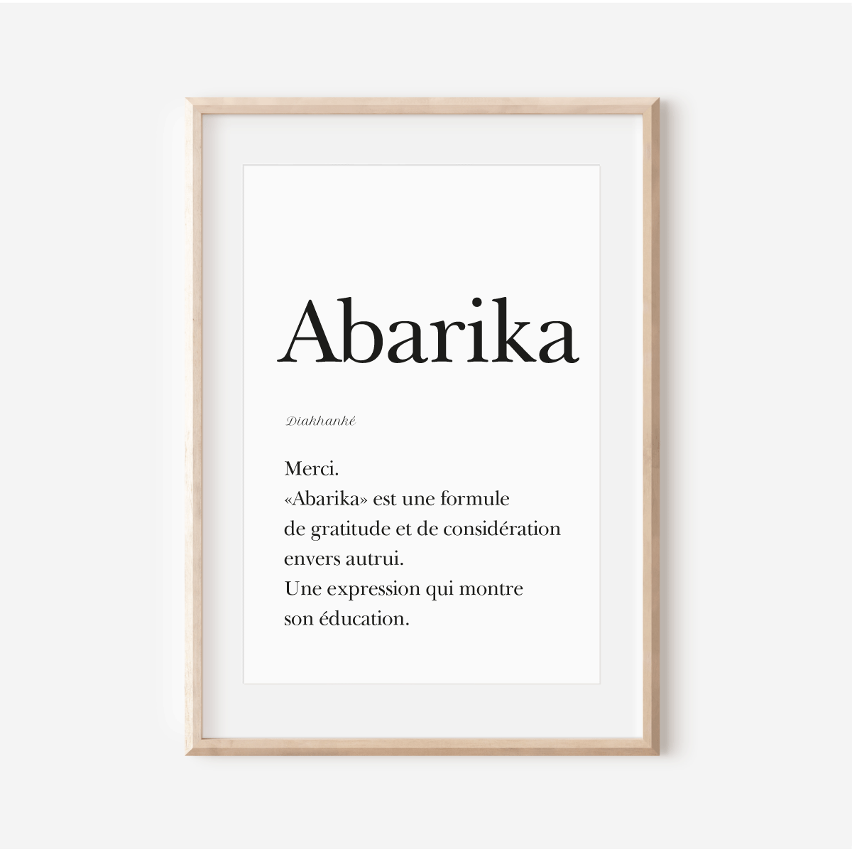 Merci en Diakhanké | Affiche "Abarika" | 30x40 cm