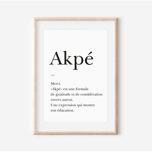 Merci en Ewe | Affiche "Akpé" | Affiche Poster Togo | 30x40 cm