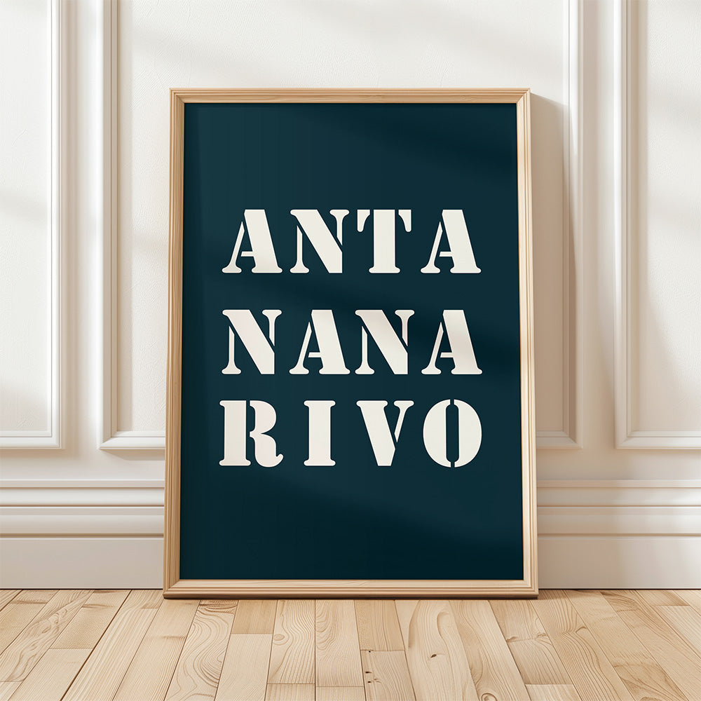 Affiche Poster Antananarivo bleu nuit | Affiche Poster Madagascar | 30x40 cm