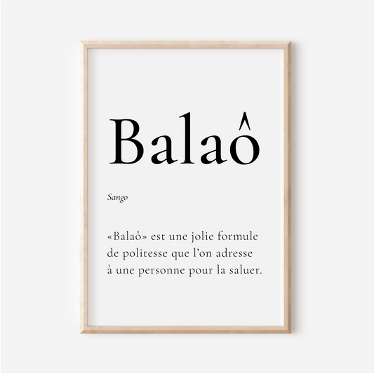 "Balaô" poster - Hello in Sango