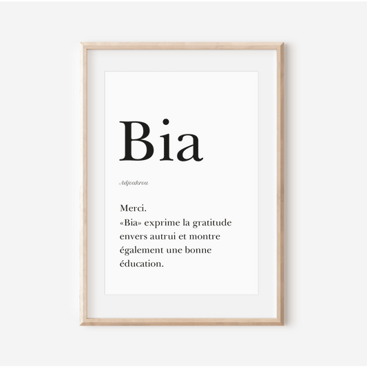 Merci en Adjoukrou | Affiche "Bia" | 30X40 cm