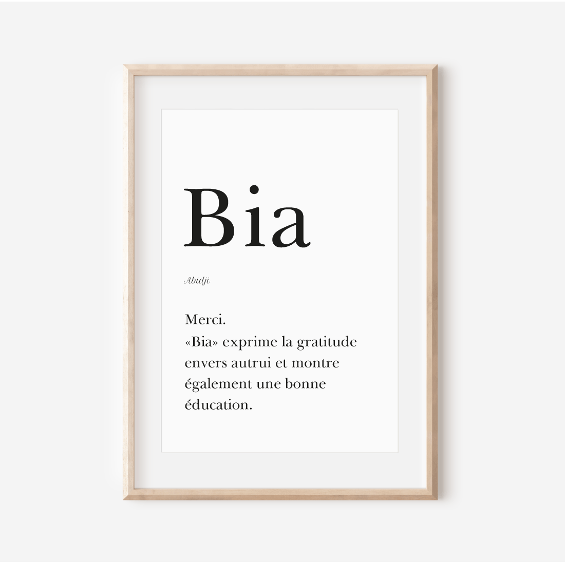 Merci en Abidji | Affiche "Bia" | 30x40 cm