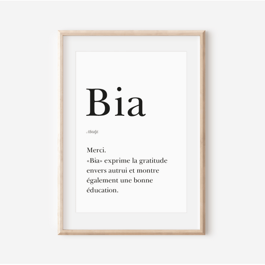 Merci en Abidji | Affiche "Bia" | 30x40 cm