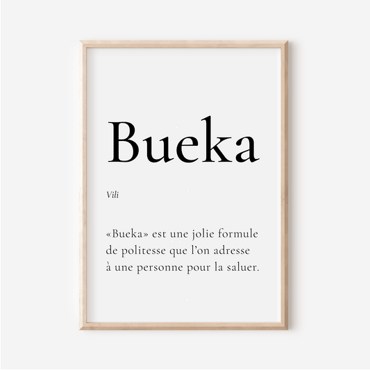 Affiche Bueka | Bonjour en Vili | 30x40 cm