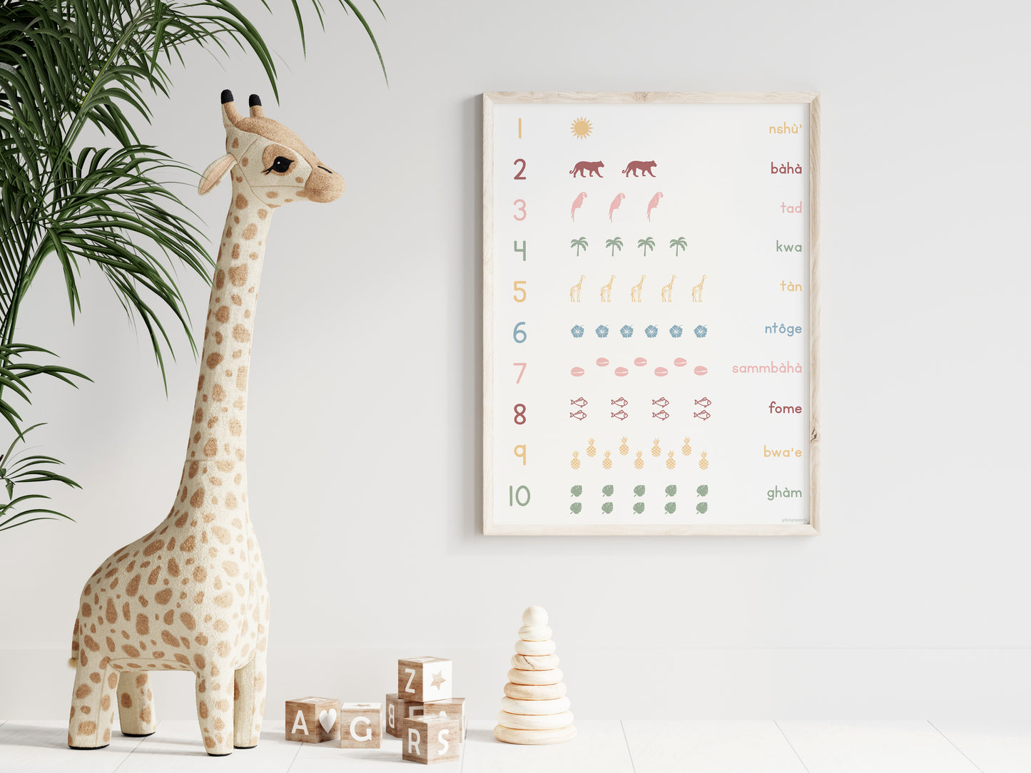 Counting in Medumba - Educational print - 30x40 cm