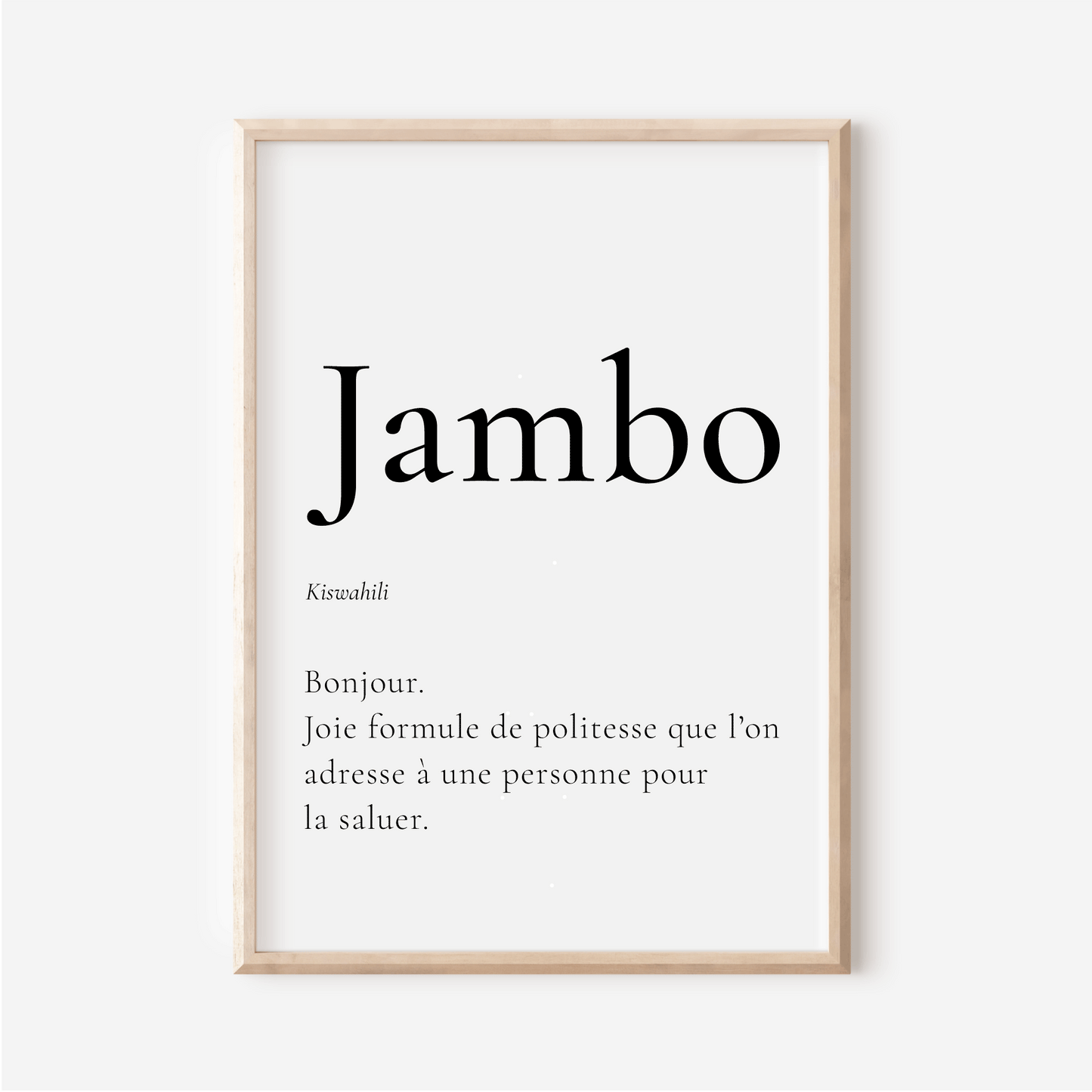 Affiche Jambo | Bonjour en Kiswahili | Affiche Poster Kenya |30x40 cm