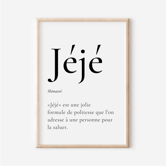 "Jéjé" poster - Greeting in Shimaoré