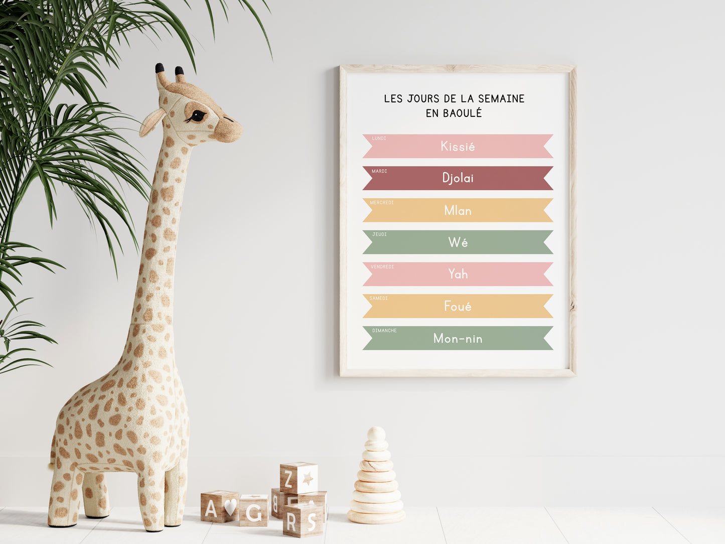 Days of the week in Baoulé - Educational print - 30x40 cm