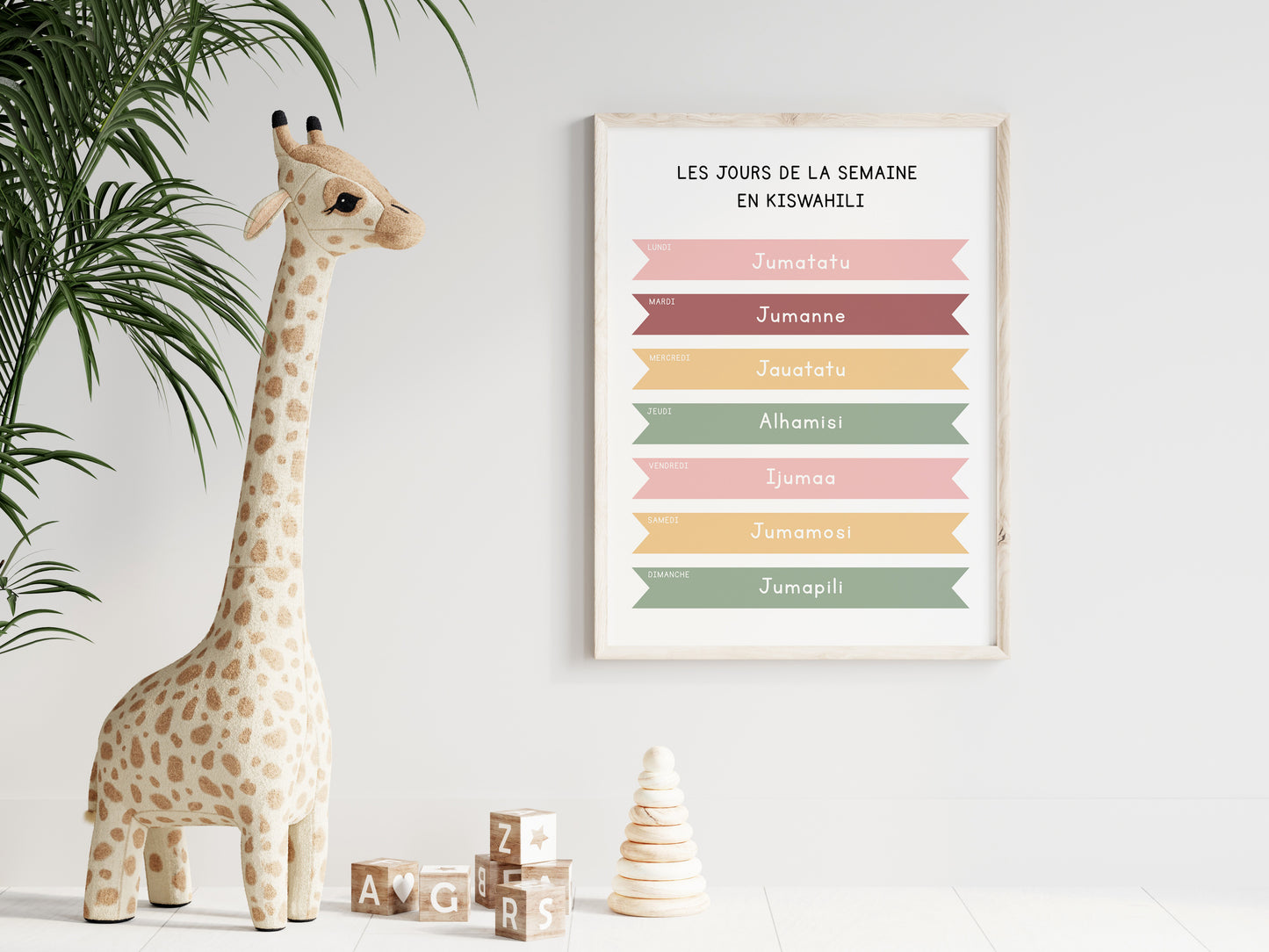 Les jours de la semaine en Kiswahili - Affiche 30x40 cm - Affiche Déco Enfants