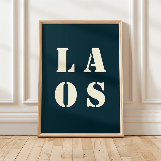 Midnight blue "Laos" poster