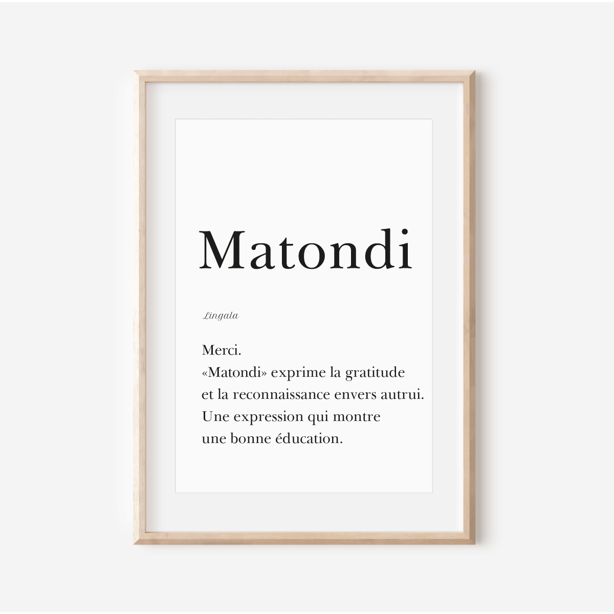 Merci en Lingala |   Affiche "Matondi" |  Affiche Poster Congo | 30x40 cm