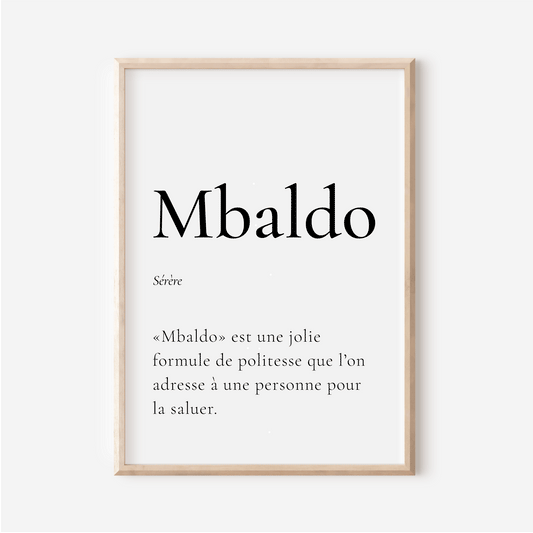 Affiche Mbaldo | Bonjour en Sérère