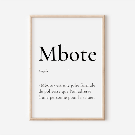 "Mbote" Poster - Greeting in Lingala 