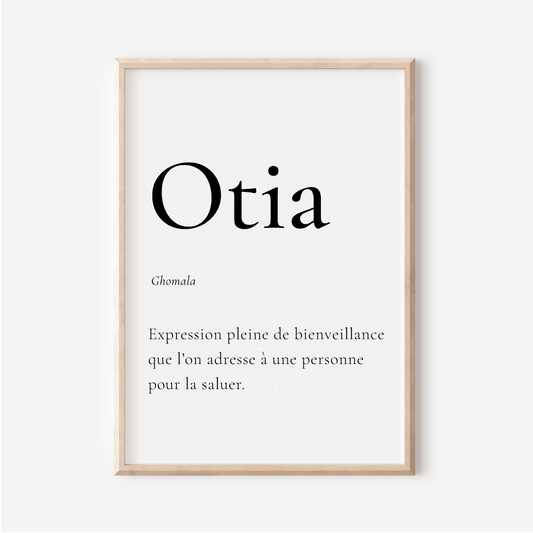 Affiche Otia | Bonjour en Ghomala | 30x40 cm