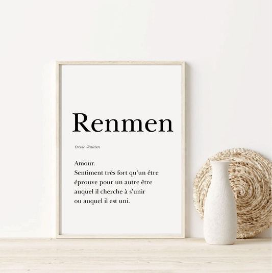 Love poster in Haitian Creole, "Renmen" - 30x40 cm