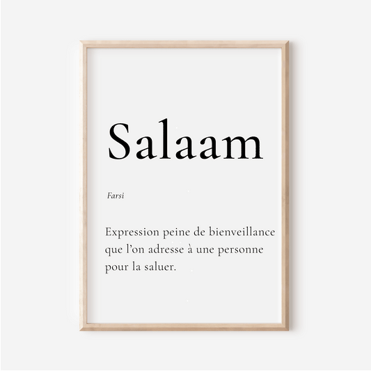 Affiche Salaam | Bonjour en Farsi | Affiche Déco Iran | 30x40 cm