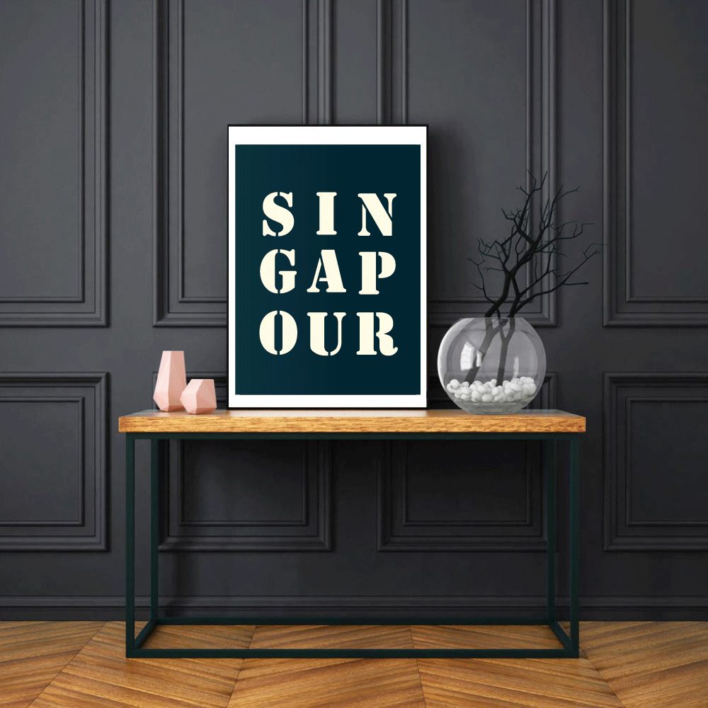 Affiche Poster Singapour bleu nuit | 30x40 cm