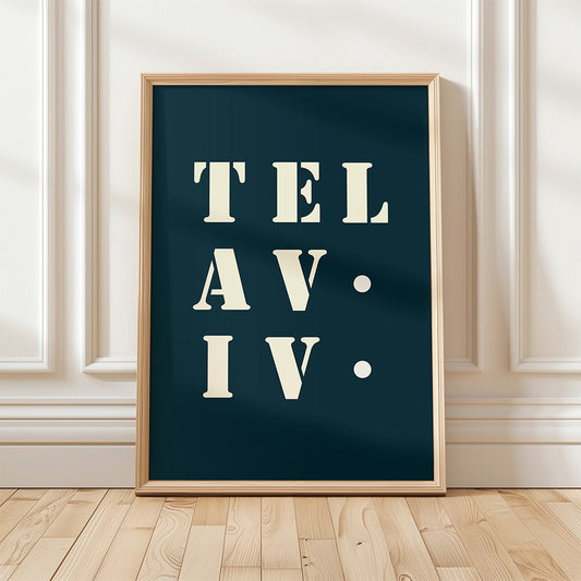 Affiche Poster Tel Aviv bleu nuit | 30x40 cm