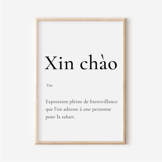 Affiche Xin chào | Bonjour en Vietnamien | 30x40 cm