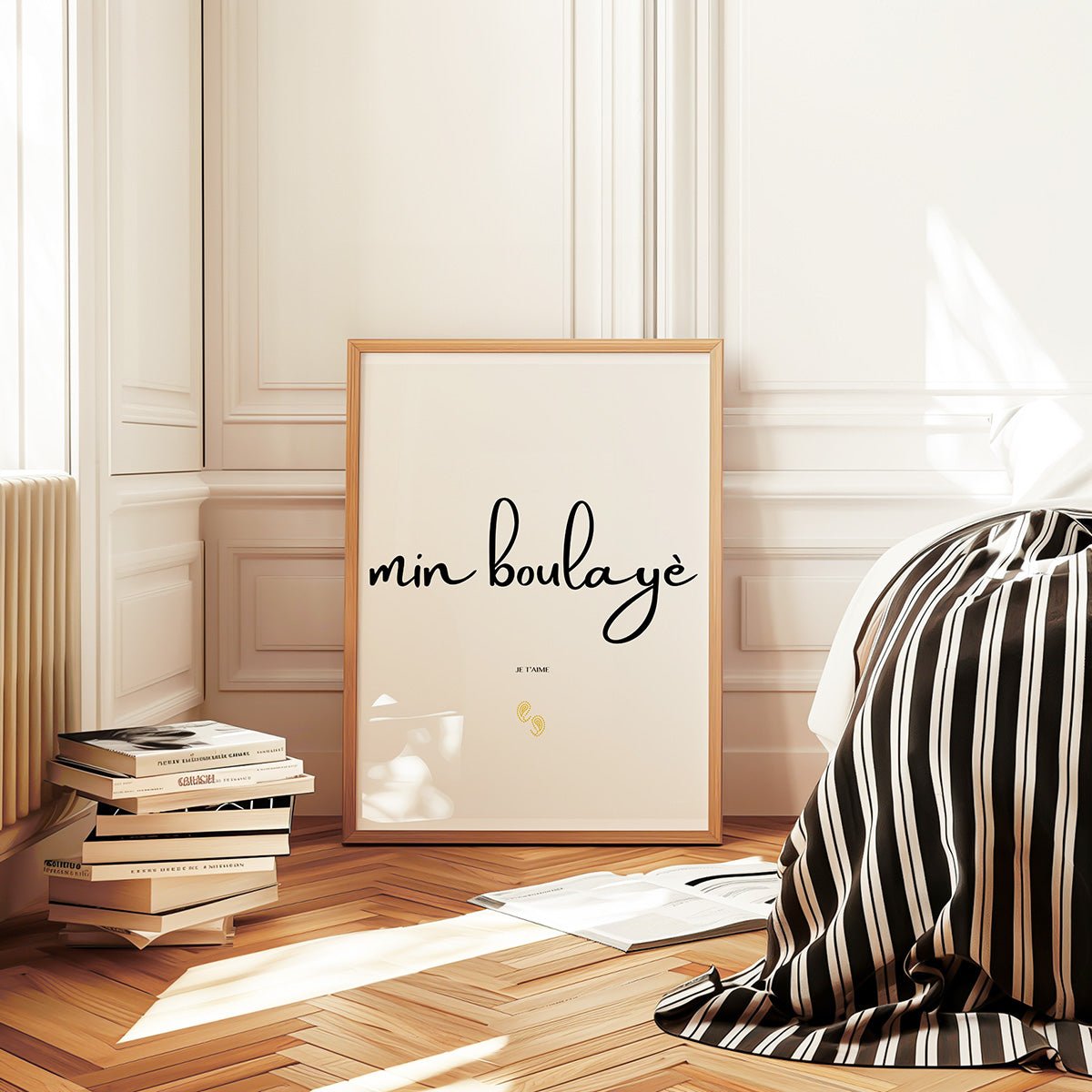 Affiche Je t aime en Attié | Min boulayè | Affiche 30x40 cm