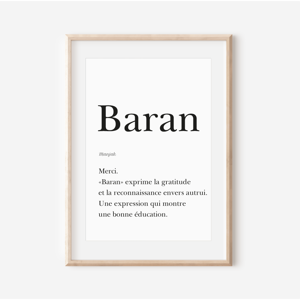 Thank you in Manjak - "Baran" poster