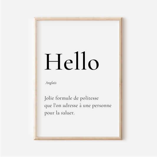 Affiche Hello | Bonjour en Anglais |