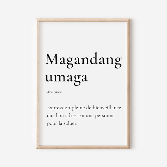 Affiche Magandang umaga | Bonjour en Tagalog| 30x40 cm