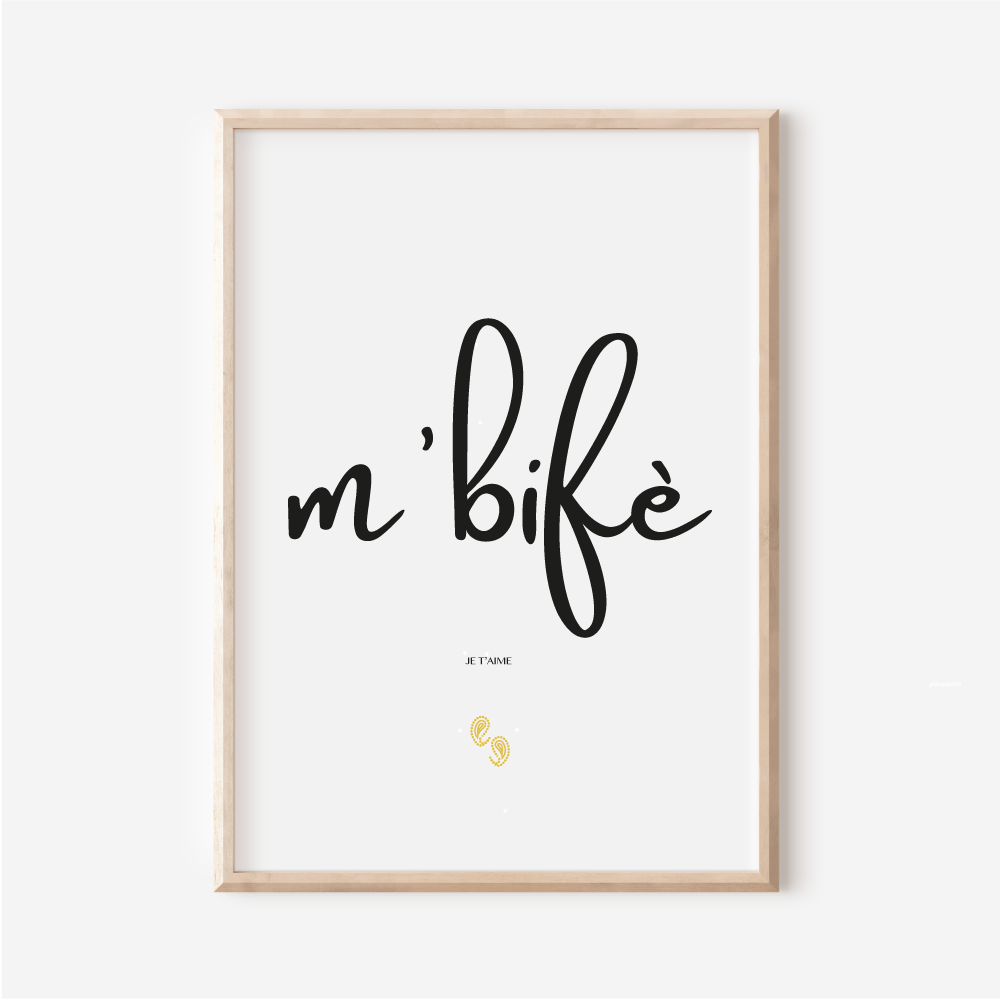 Affiche Je t aime en Bambara | M'bifé | Affiche Poster Mali | 30x40 cm