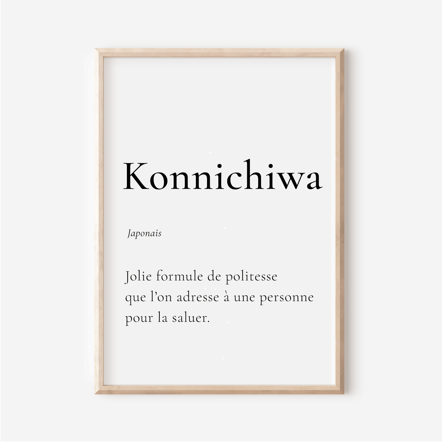 Affiche Kunnichiwa | Bonjour en Japonais | Affiche Déco Japon  | 30x40 cm