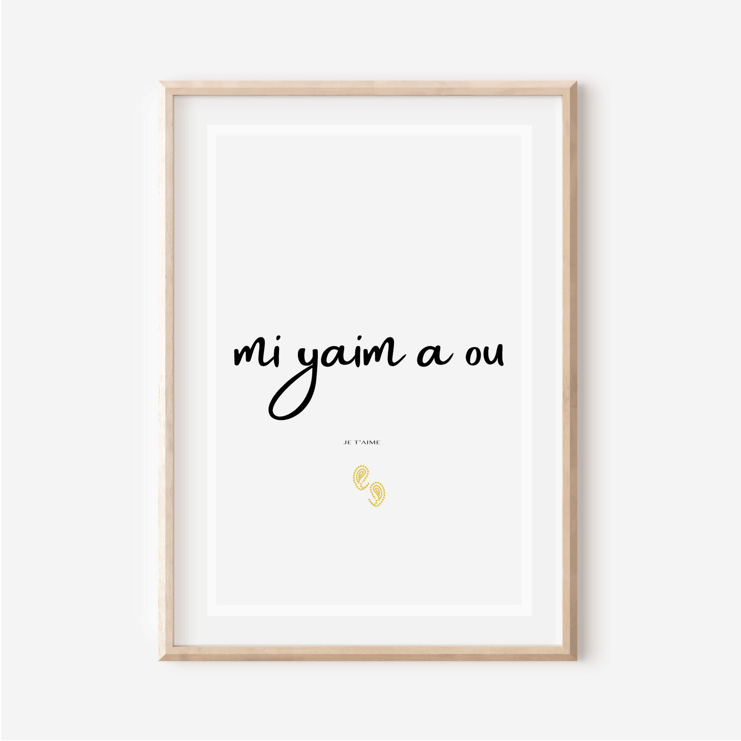 Affiche Je t'aime en Créole Réunionnais  | Mi yaim a ou | Affiche Poster La Réunion | 30x40 cm