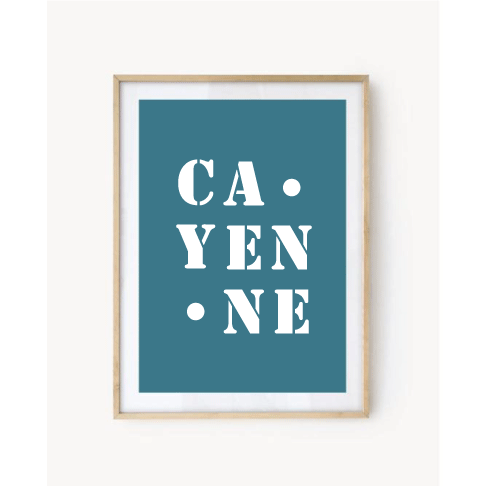 Affiche Poster Cayenne bleu turquoise