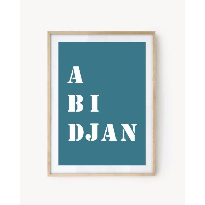 Affiche Poster Abidjan bleu turquoise