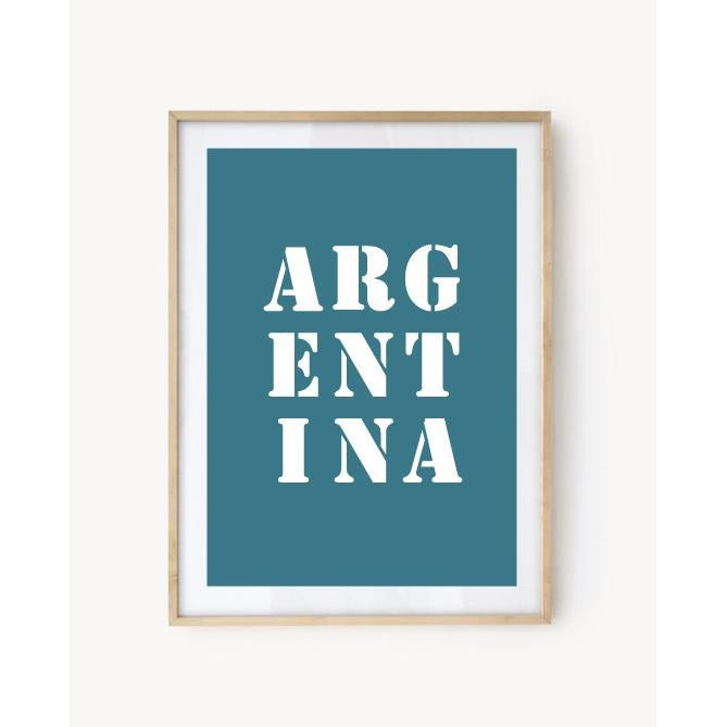 Affiche Poster Argentine bleu turquoise