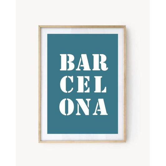 Affiche Poster Barcelone bleu turquoise