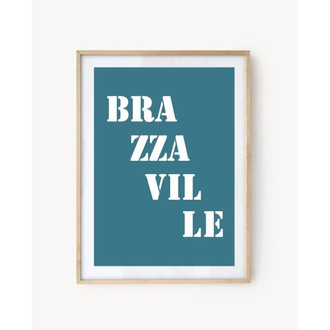 Affiche Poster Brazzaville bleu turquoise