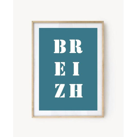 Affiche Poster Breizh bleu turquoise