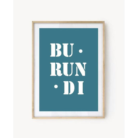 Affiche Poster Burundi bleu turquoise