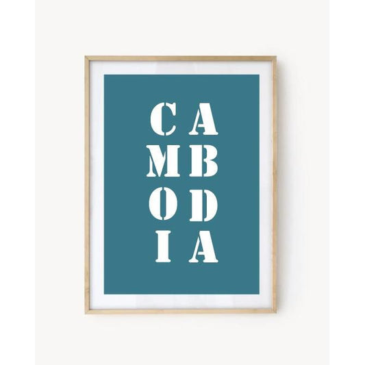 Affiche Poster Cambodge bleu turquoise