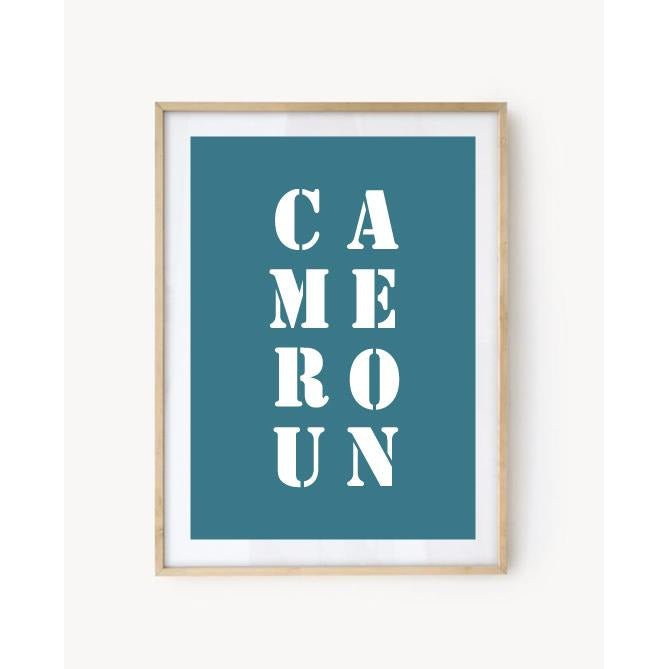 Affiche Poster Cameroun bleu turquoise