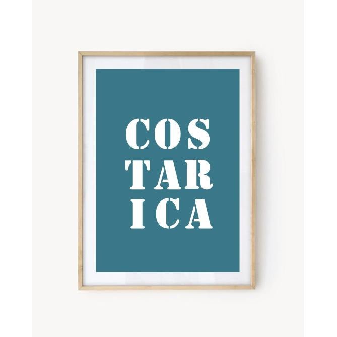 Affiche Poster Costa Rica bleu turquoise