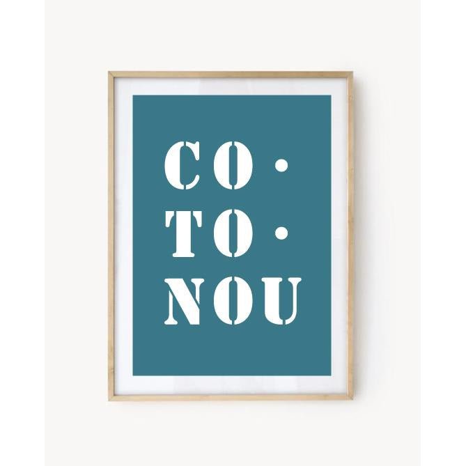 Affiche Poster Cotonou bleu turquoise