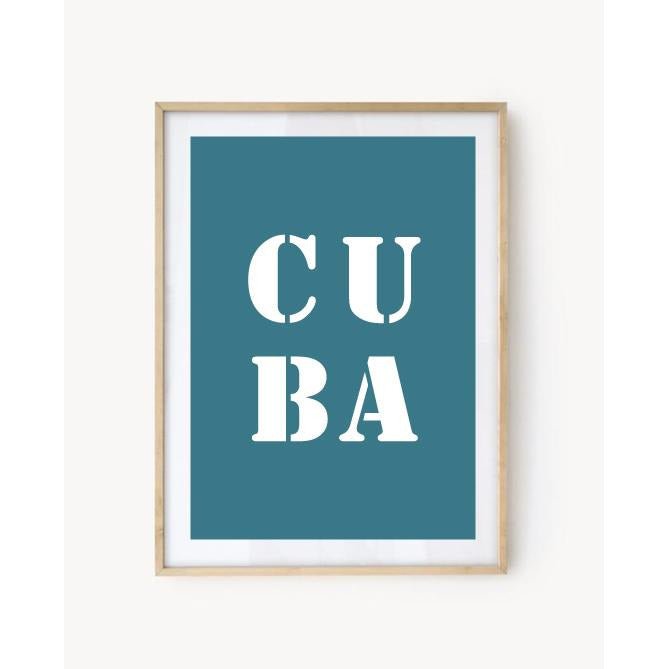 Affiche Poster Cuba bleu turquoise