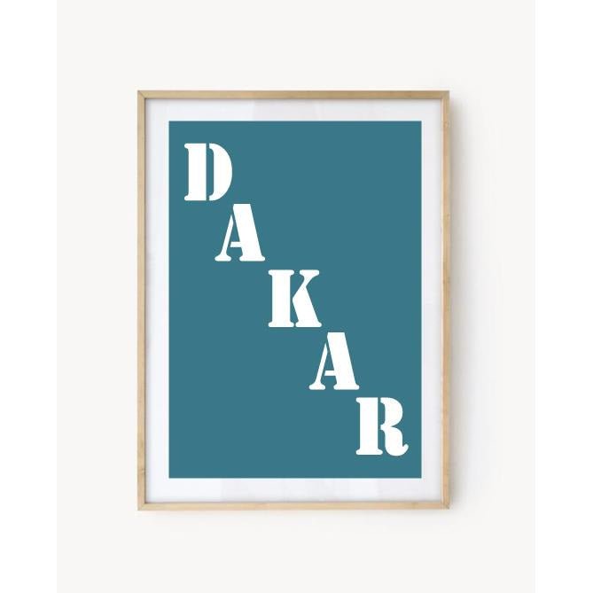 Affiche Poster Dakar bleu turquoise