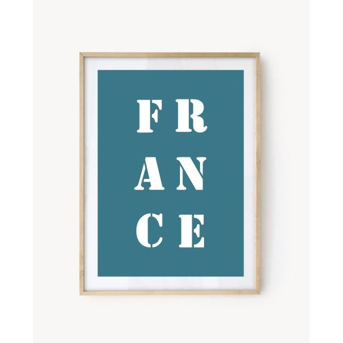 Affiche Poster France bleu turquoise