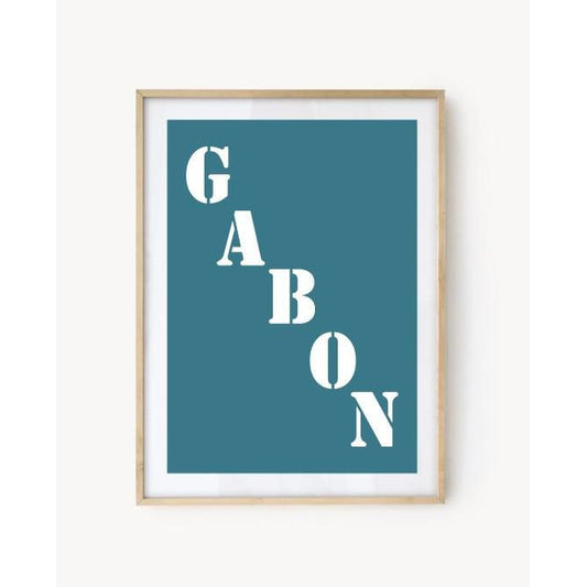 Affiche Poster Gabon bleu turquoise