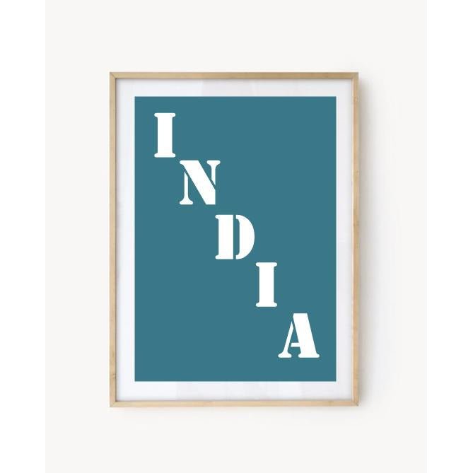 Affiche Poster Inde bleu turquoise