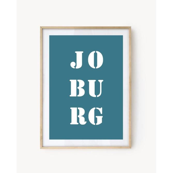 Affiche Poster Johannesburg bleu turquoise