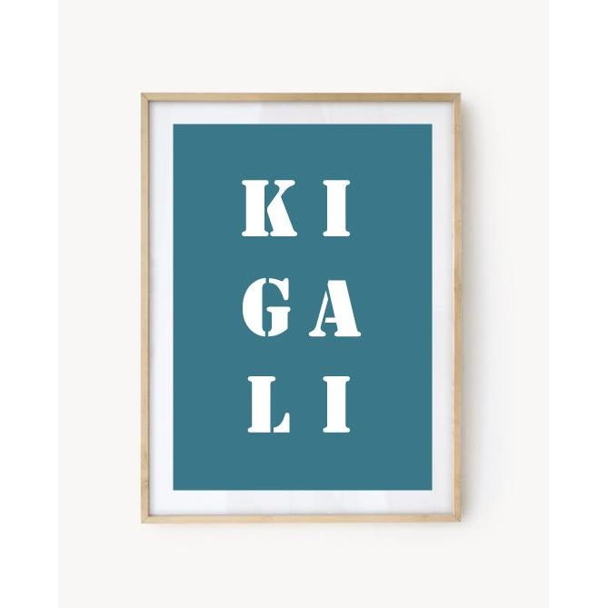 Affiche Poster Kigali bleu turquoise