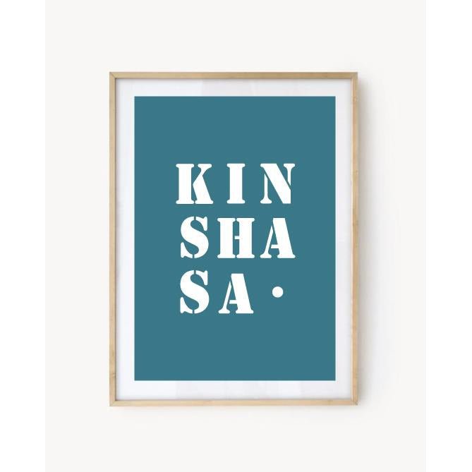 Affiche Poster Kinshasa bleu turquoise