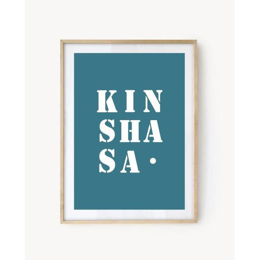 Affiche Poster Kinshasa bleu turquoise